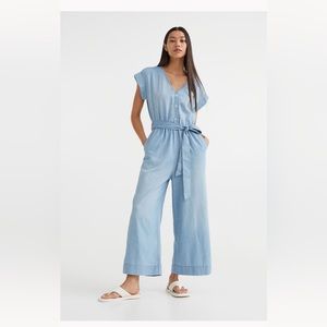 H&M V neck denim jumpsuit